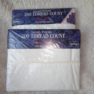 Springs Ivory Luxury Peracle Full Flat Sheet and Full Fitted Sheet, NWT